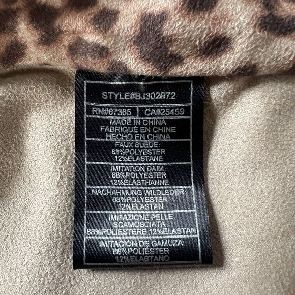 BB Dakota Women Faux Suede Brown Leopard Animal Print Open Drape Front Jacket S - Picture 6 of 11